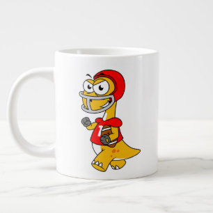 Grande Tasse Illustration D'Un Brontosaurus Jouant Au Football.