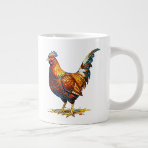 Grande Tasse Illustration d'un coq coloré vibrant
