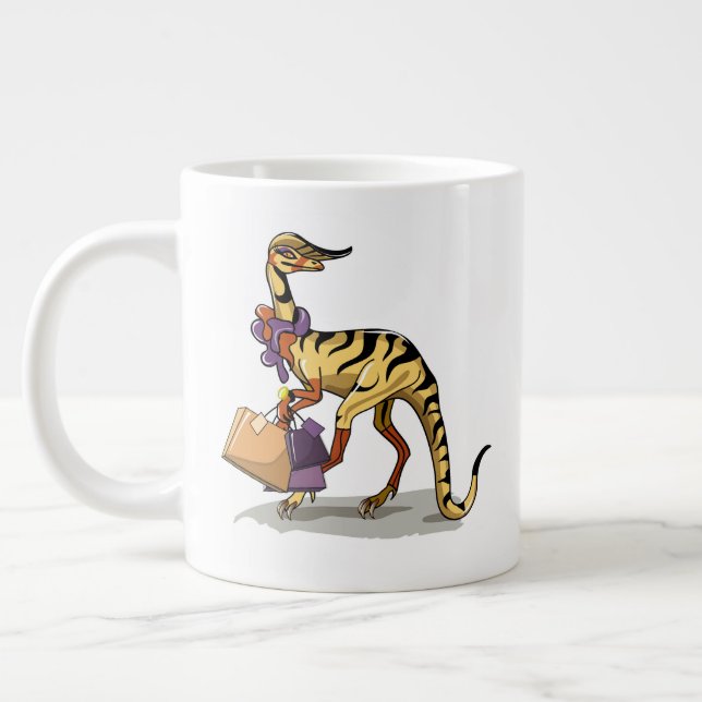 Grande Tasse Illustration D'Un Iguanodon Avec Sacs Commerciaux. (Gauche)