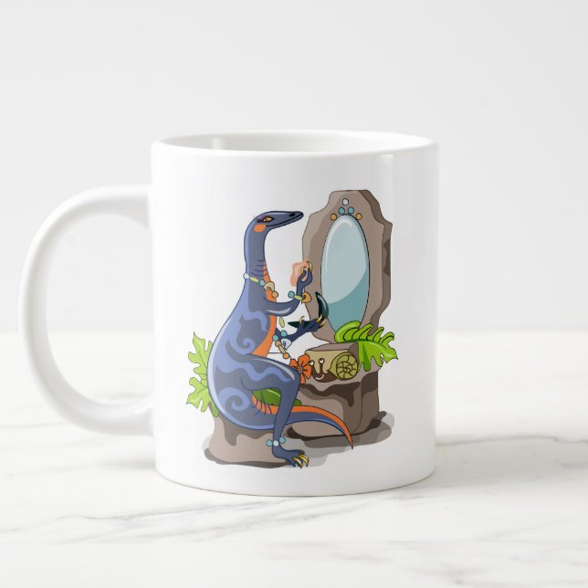 Grande Tasse Illustration D'Un Iguanodon Mettant Sur Le Maquill (Gauche)