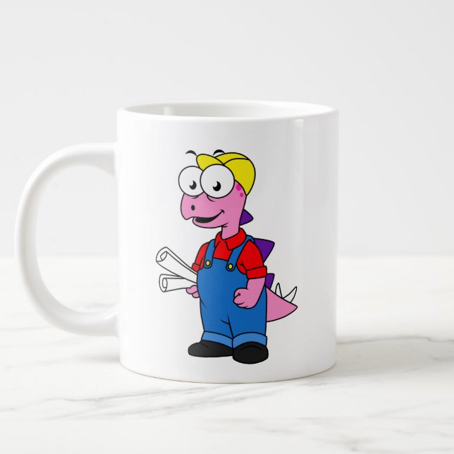 Grande Tasse Illustration D'Un Ouvrier De Construction De Stego (Gauche)