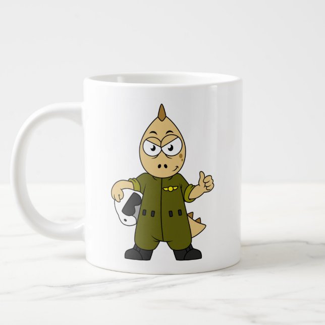 Grande Tasse Illustration D'Un Pilote À Jet Allosaurus. (Gauche)