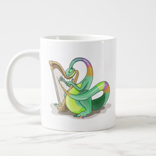 Grande Tasse Illustration D'Un Plateosaure Jouant De La Harpe. (Gauche)