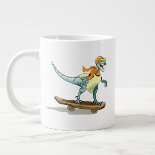 Grande Tasse Illustration D'Un Raptor Skateboard.