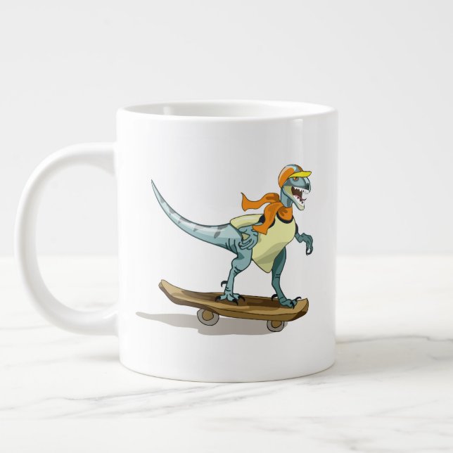 Grande Tasse Illustration D'Un Raptor Skateboard. (Gauche)