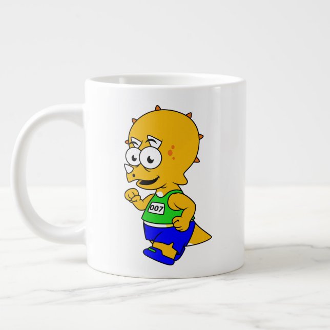 Grande Tasse Illustration D'Un Tricératops Runner. (Gauche)