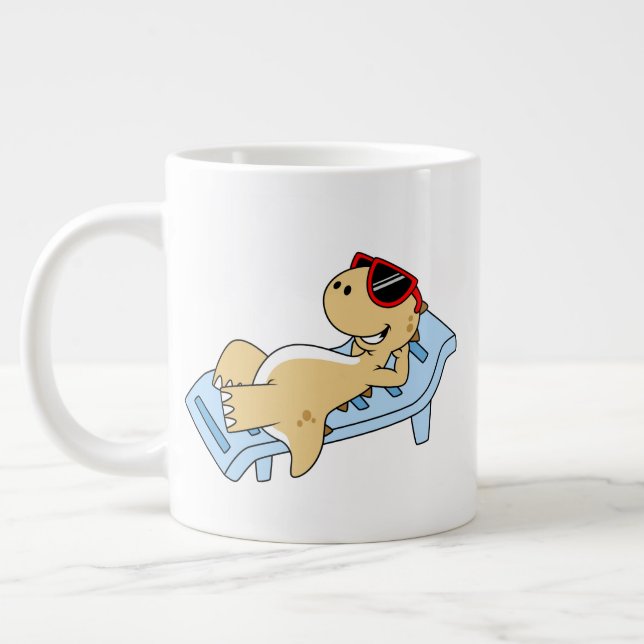 Grande Tasse Illustration D'Un Tyrannosaurus Rex Bain De Soleil (Gauche)