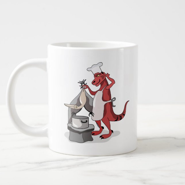 Grande Tasse Illustration D'Une Cuisine De Chef Tyrannosaurus R (Gauche)
