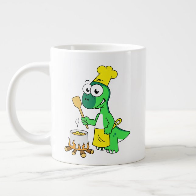 Grande Tasse Illustration D'Une Cuisine De Parasaurolophus Dino (Gauche)