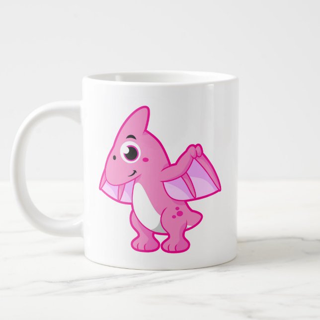 Grande Tasse Illustration Mignonne D'Un Pterodactyl. (Gauche)