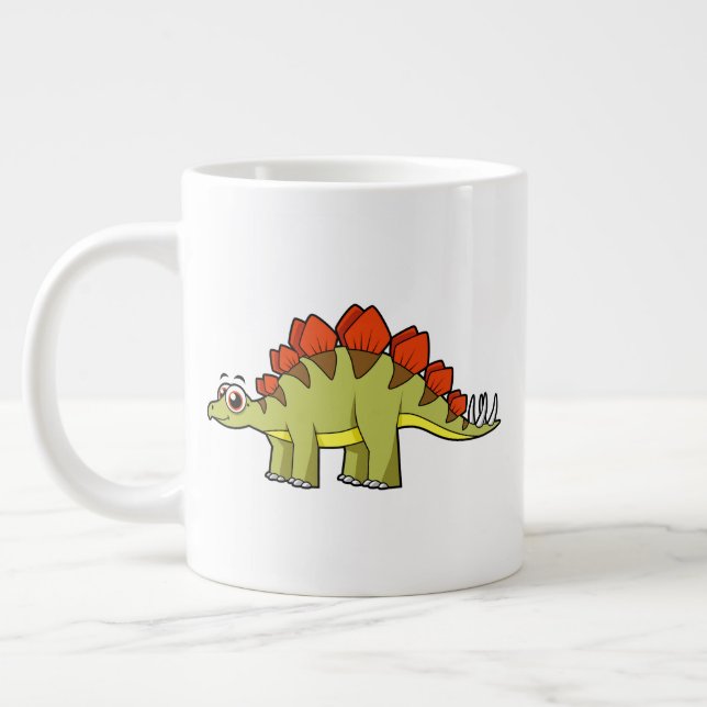 Grande Tasse Illustration Mignonne D'Un Stegosaurus Dinosaure. (Gauche)