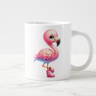 Grande Tasse Illustrations de flamant rose en cartoon à l'aquar