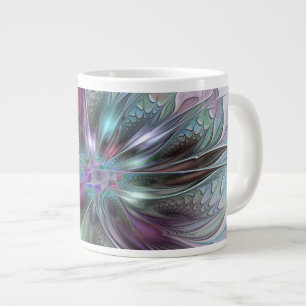Grande Tasse Imaginaire coloré Abstrait Fleur fractale moderne