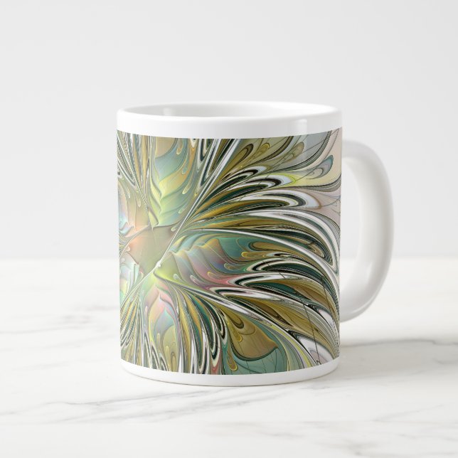 Grande Tasse Imaginaire Floral Fleur Art Fractal Moderne Avec O (Devant droit)
