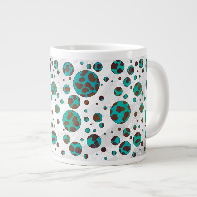 Grande Tasse Impression Brown et Turquoise dalmate (Devant droit)