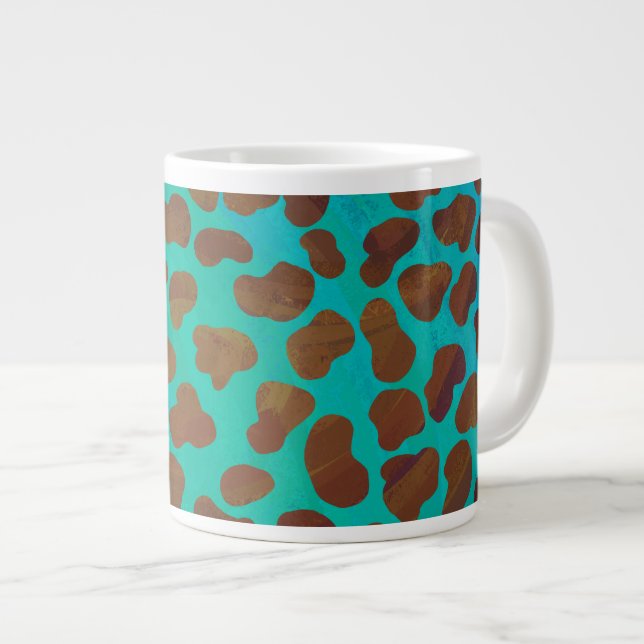 Grande Tasse Impression Brown et Turquoise dalmate (Devant droit)