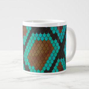 Grande Tasse Impression Brown et Turquoise de serpent