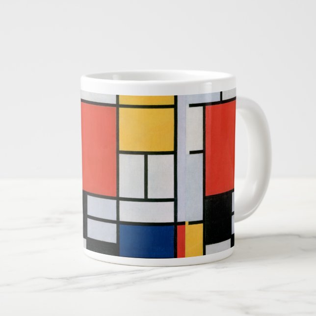 Grande Tasse Impression de composition de Piet Mondrian rouge j (Devant droit)