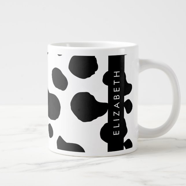 Grande Tasse Impression De Vache, Spots De Vache, Noir Et Blanc (Droite)
