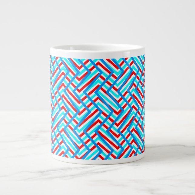Grande Tasse Impression graphique rétro rouge et bleu (Devant)