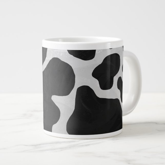Grande Tasse Impression noire et blanche de la vache (Devant droit)