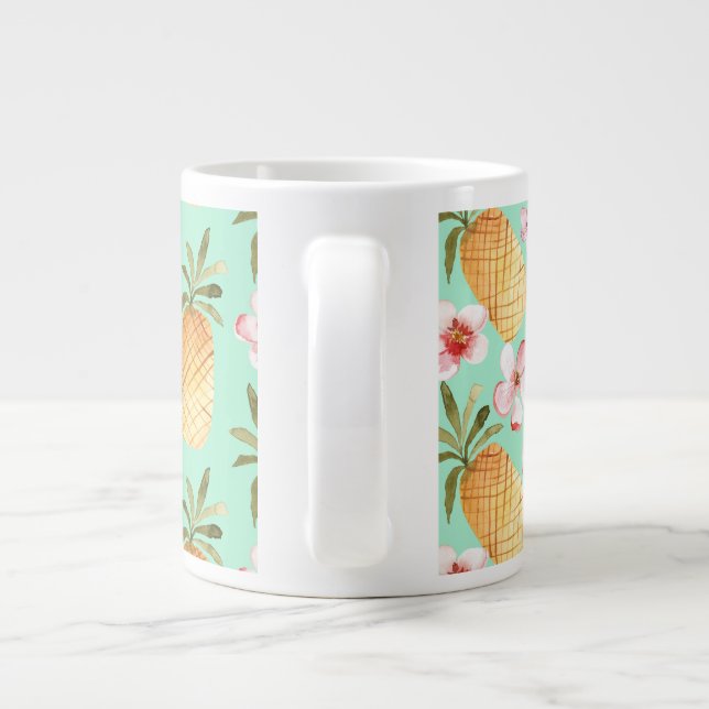 Grande Tasse Impression rétro tropicale sur l'arrière - plan à  (Dos)