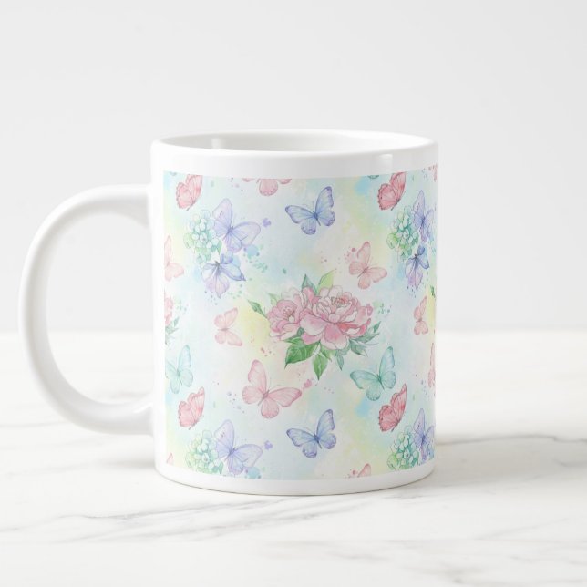 Grande Tasse Impression sans couture de papillon élégant (Gauche)