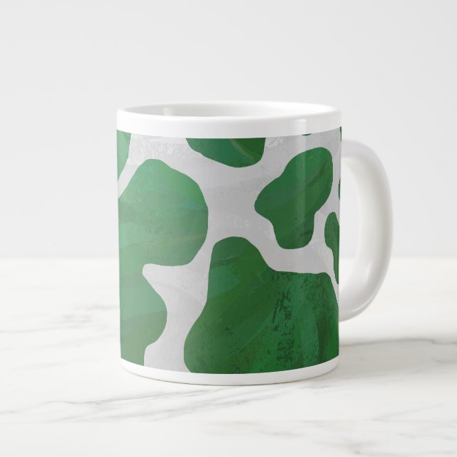 Grande Tasse Impression verte et blanche de vache (Devant droit)