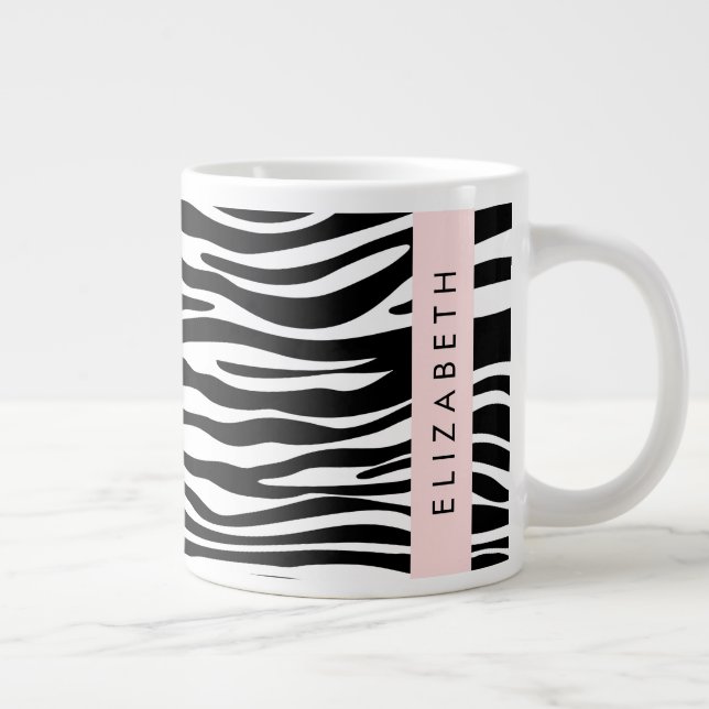Grande Tasse Impression Zèbre, Grilles, Noir Et Blanc, Votre No (Droite)