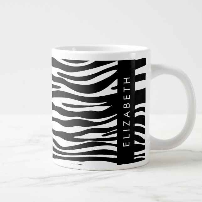 Grande Tasse Impression Zèbre, Grilles, Noir Et Blanc, Votre No (Droite)