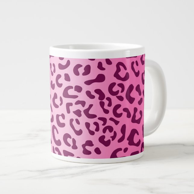 Grande Tasse Imprimé léopard rose élégant (Devant droit)