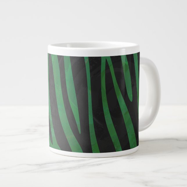 Grande Tasse Imprimé Zèbre Noir et Vert (Devant droit)