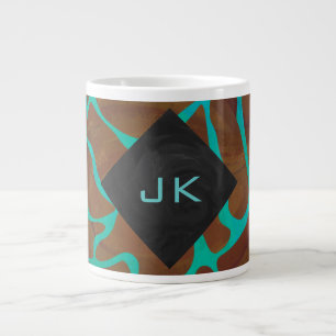 Grande Tasse Imprimerie Brown et Turquoise