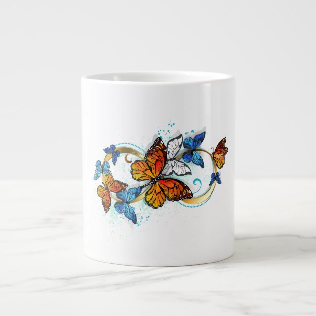 Grande Tasse Infini de papillons monarques (Devant)