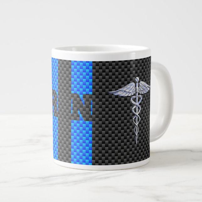 Grande Tasse Infirmière inscrite RN Caduceus Fibre de carbone I (Devant droit)