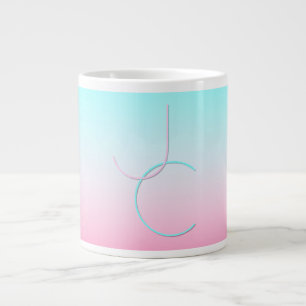 Grande Tasse Initiales 2 superposées modernes Turquoise Rose