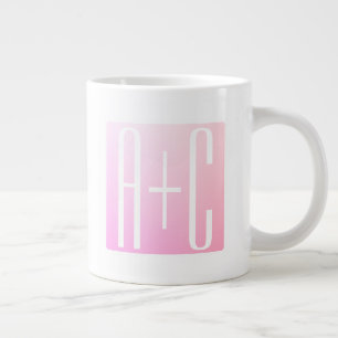 Grande Tasse Initiales de couple   Gradation rose subtile