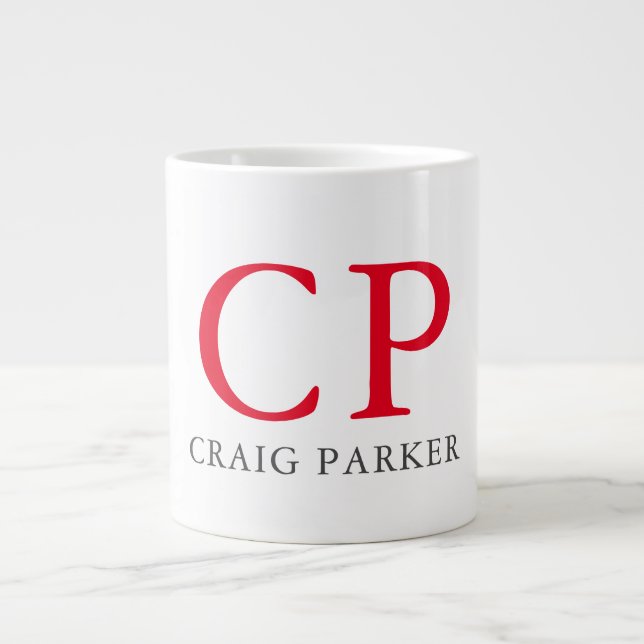 Grande Tasse Initiales en rouge clair monogramme professionnel (Devant)