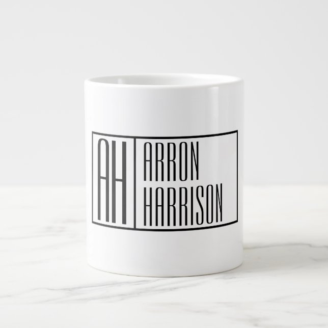 Grande Tasse Initiales minimes modernes et logo de nom (Devant)