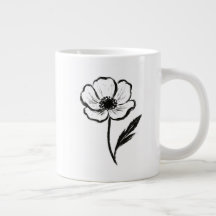 Ink Anemone Minimalist Flower Brushstroke Art on 