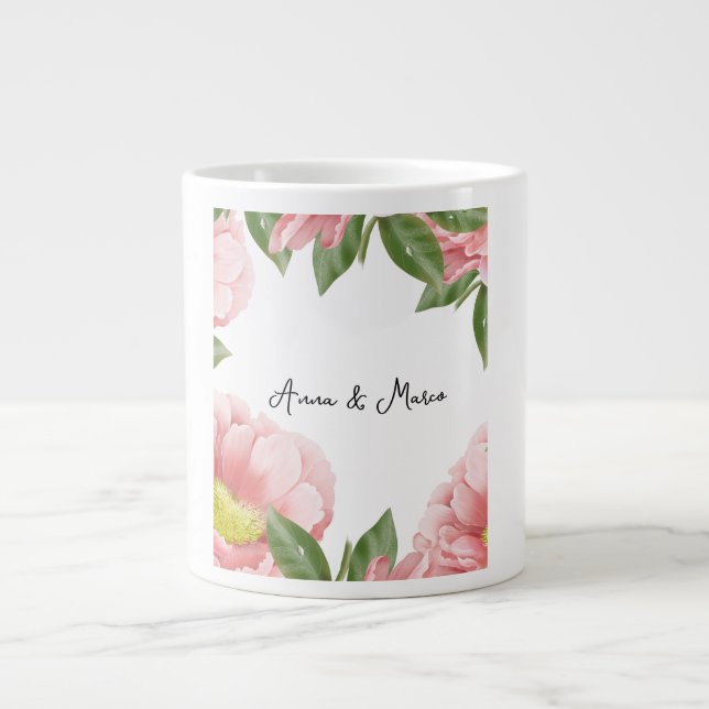 Grande Tasse Invitation à fleurs mariages (Devant)