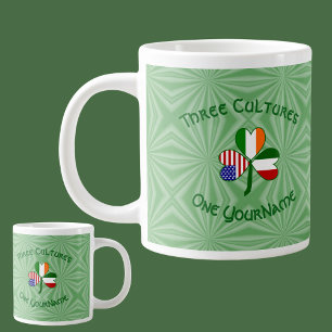 Grande Tasse Italien irlandais Shamrock américain personnalisé