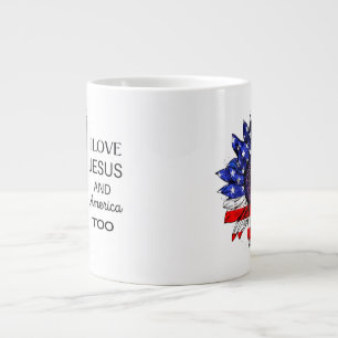 Grande Tasse J'aime Jésus et l'Amérique aussi
