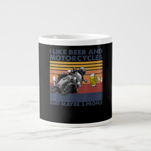 Grande Tasse J'Aime La Bière Et Les Motos - Motos Cadeau