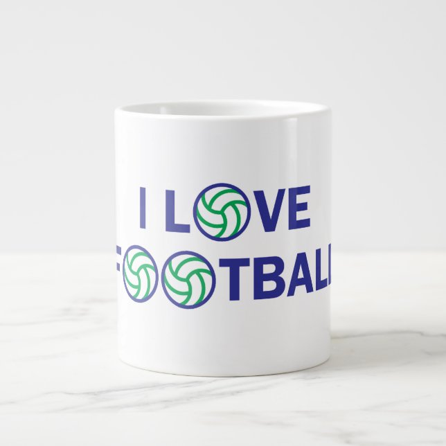 Grande Tasse J'aime le football (Devant)