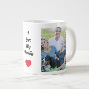 Grande Tasse J'aime ma famille photo personnalisée