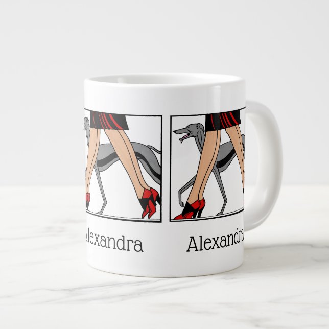 Grande Tasse Jambes Art déco femmes Greyhound Whippet Chien R (Devant droit)
