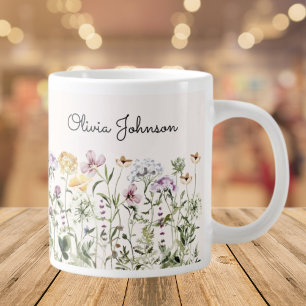 Grande Tasse Jardin Fleur sauvage de nom personnalisé