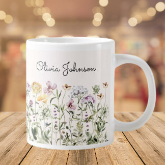 Grande Tasse Jardin Fleur sauvage de nom personnalisé