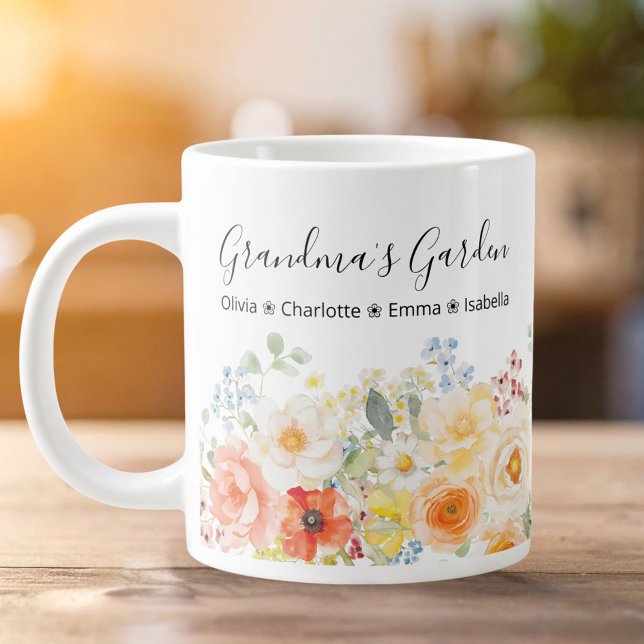 Grande Tasse Jardin fleuri ensoleillé de grand-mère personnalis (Créateur téléchargé)
